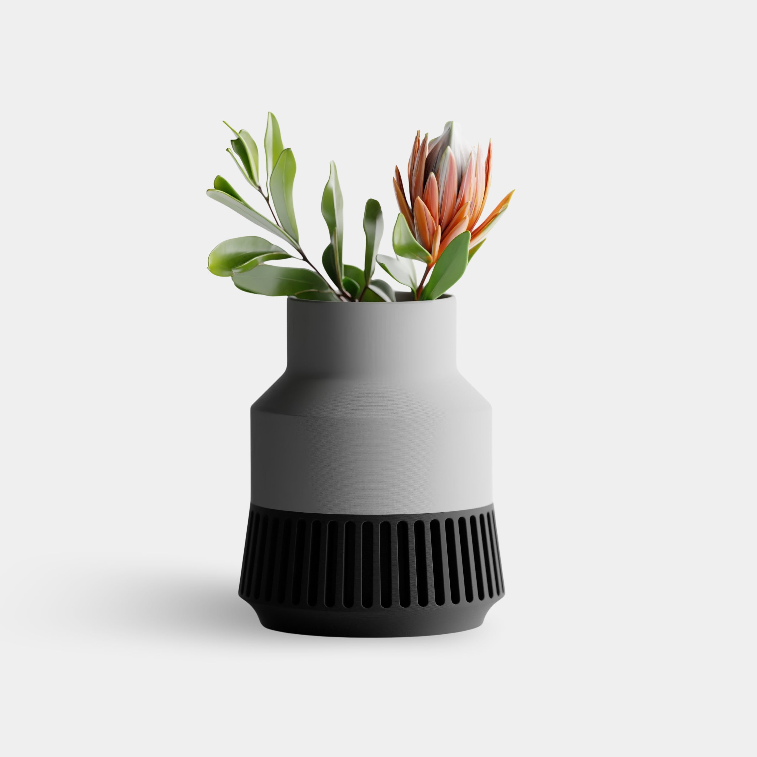 VAREON vaza sa suho cvetje, siva