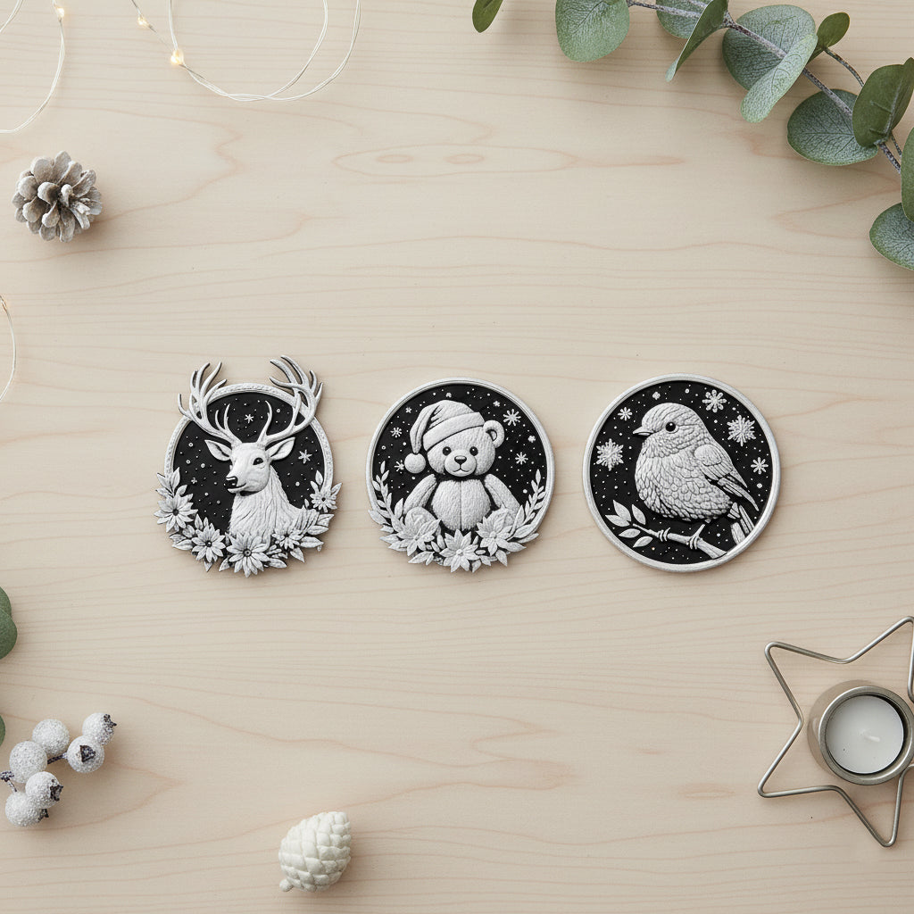 Okraski za jelko živalice - set 10 obeskov