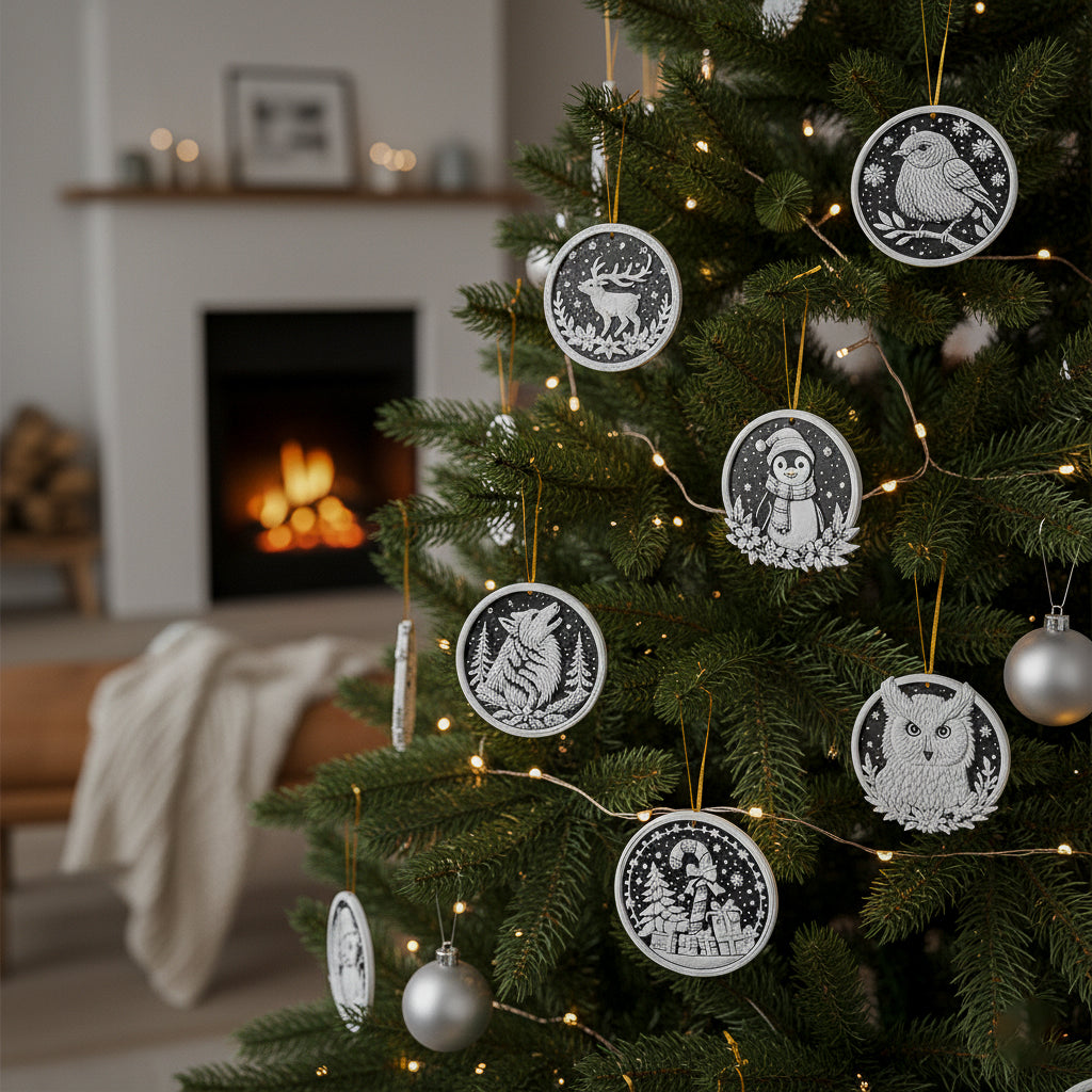 Okraski za jelko živalice - set 10 obeskov