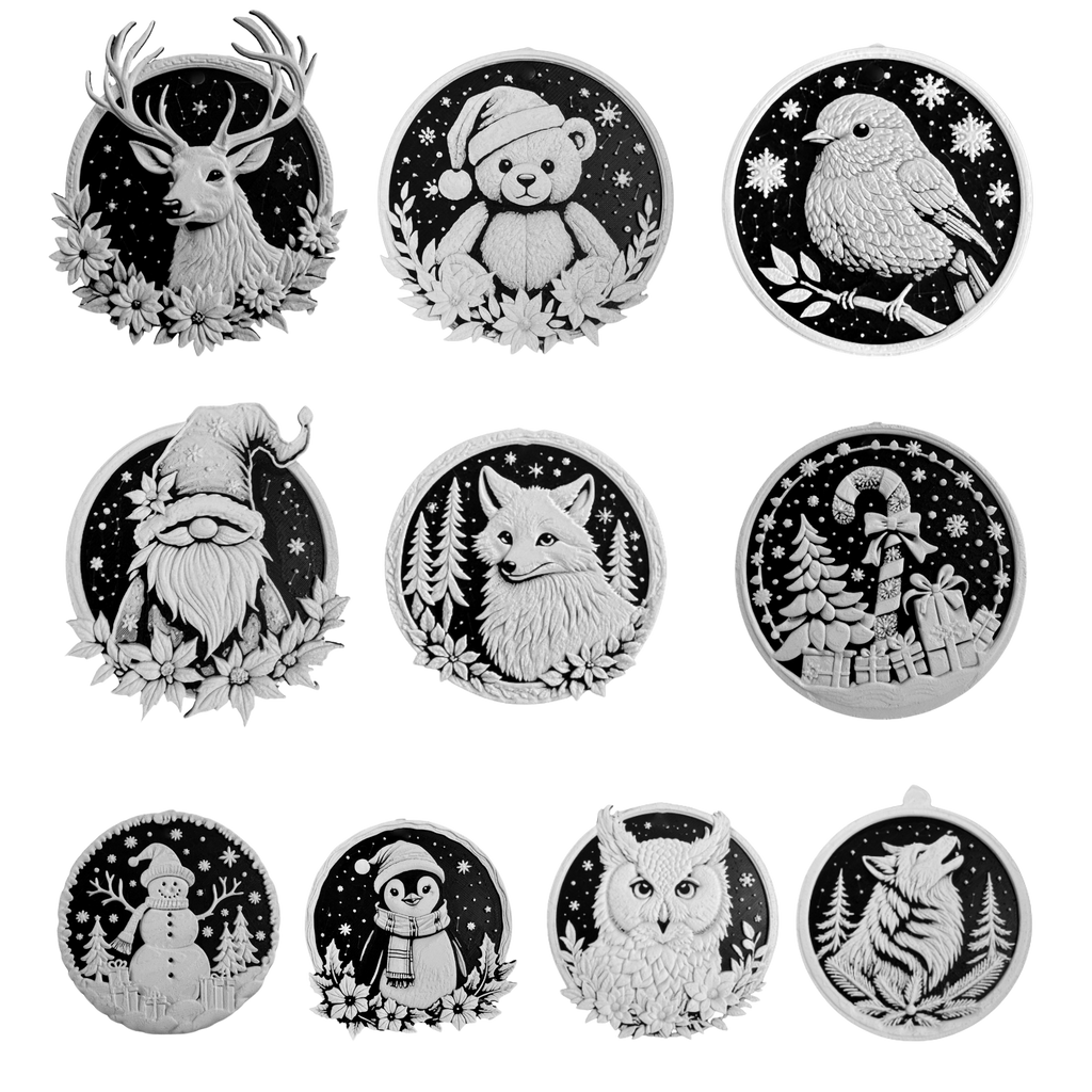 Okraski za jelko živalice - set 10 obeskov